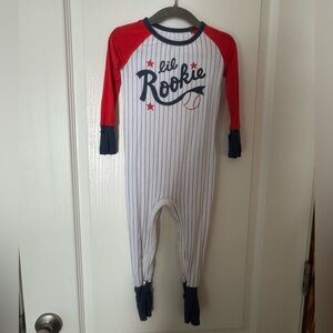 Little Sleepies Red and Navy Striped One Piece